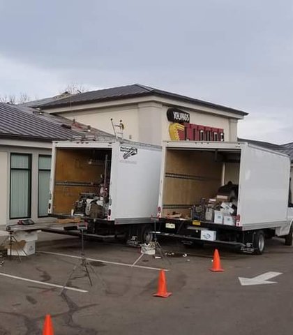 New gutters on a commercial building under construction